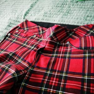 Red plaid stretch pants